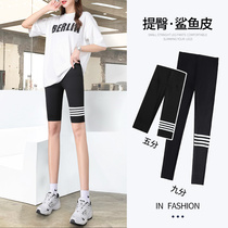 Five-point riding shark pants women wear 2021 summer thin new hip pants yoga Barbie bottoming shorts