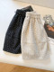 Gentle style woolen material floral skirt women's winter high-waisted slim A-line fluffy flower bud short skirt five-point mid-length skirt