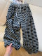 Lazy style plus velvet striped scimitar pants for women in winter, soft and waxy casual wide-leg pants for small people, two-wear sports pants with ankles