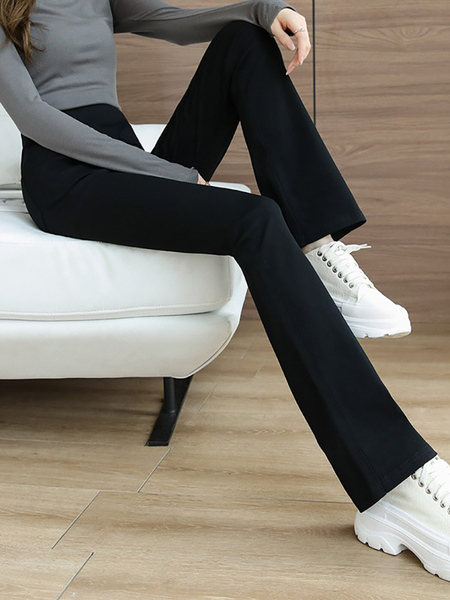 Spring and Autumn Elastic Slimming and Velvet Padded Black Pregnant Women's Pants — 3