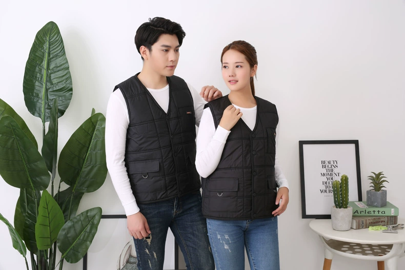 Mùa thu và mùa đông V-cổ cotton vest kho xưởng xử lý hậu cần vận chuyển sửa chữa xe làm đẹp bảo hiểm lao động vest áo khoác ba lỗ nam