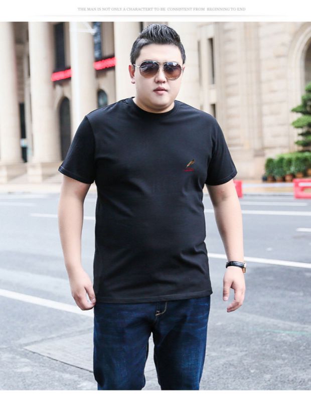Áo thun nam tay ngắn màu mỡ rộng thêm cỡ lớn Chất béo cotton cotton nửa tay cộng với phân bón để tăng t áo thun nam tay ngắn có nón