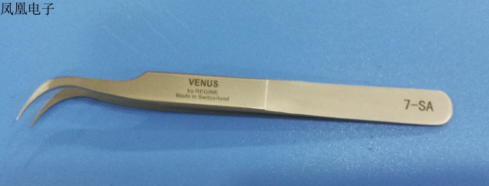 防磁VENUS 7-SA镊子 高硬度不锈钢镊子弯尖镊子钟表实验专用镊子