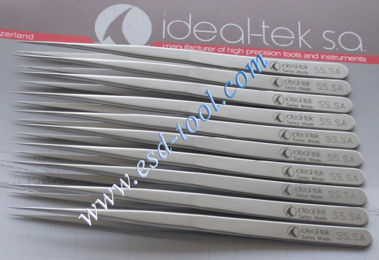 原装进口镊子 瑞士IDEAL-TEK镊子 SS.SA不锈钢高精密直细尖头镊子