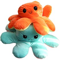 Octopus doll girl sleeping with pillow face and face dupless double sides flip plush toy