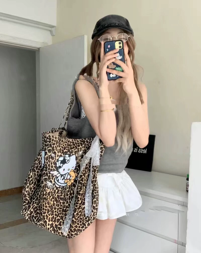 Hello Kitty, ретро сумка через плечо, вместительный рюкзак, американский стиль
