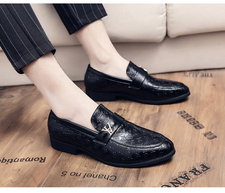 Giày lười nam da PU mũi tròn, đế cao 2,5 cm, kiểu công sở và thường ngày — 3329 Gót vuông (phiên bản tăng chiều cao), 3329 Ngôi sao năm cánh (Phiên bản nâng cao), 3329 ngôi sao năm cánh, 6971 màu đen chi tiết 11
