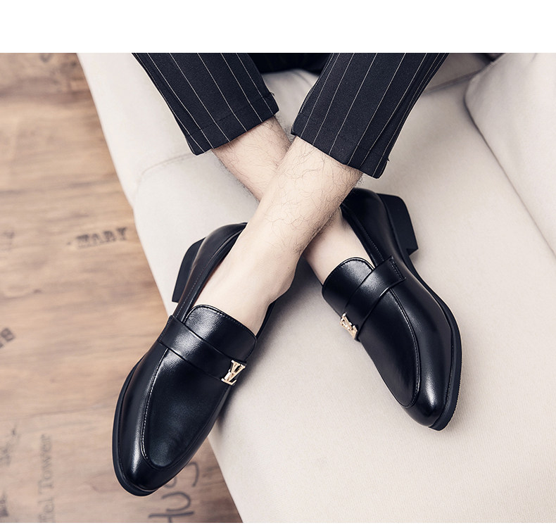Giày lười nam da PU mũi tròn, đế cao 2,5 cm, kiểu công sở và thường ngày — 3329 Gót vuông (phiên bản tăng chiều cao), 3329 Ngôi sao năm cánh (Phiên bản nâng cao), 3329 ngôi sao năm cánh, 6971 màu đen chi tiết 20