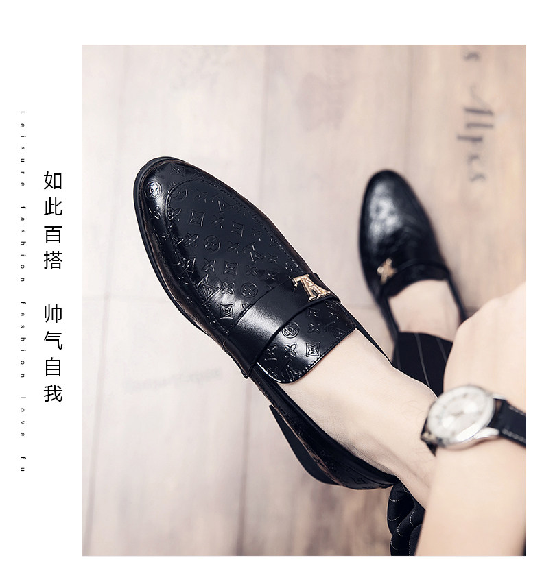 Giày lười nam da PU mũi tròn, đế cao 2,5 cm, kiểu công sở và thường ngày — 3329 Gót vuông (phiên bản tăng chiều cao), 3329 Ngôi sao năm cánh (Phiên bản nâng cao), 3329 ngôi sao năm cánh, 6971 màu đen chi tiết 13