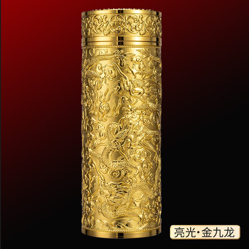 九龍銀盃子999純銀內膽養生高檔保健銀離子茶水保溫杯春節送禮品-淘寶