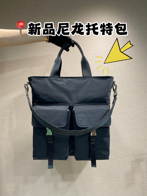 European and American Fashion Waterproof Nylon Tote Bag, Retro Style Leather, Large and Small Sizes, Multi-Pocket Handbag, Shoulder Bag, Crossbody Bag