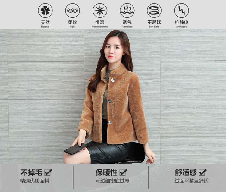 Cừu xén lông nữ giải phóng mặt bằng đặc biệt áo khoác lông màu hồng ngắn slim giảm béo mùa đông mẹ nạp mới 2017 áo da cổ lông