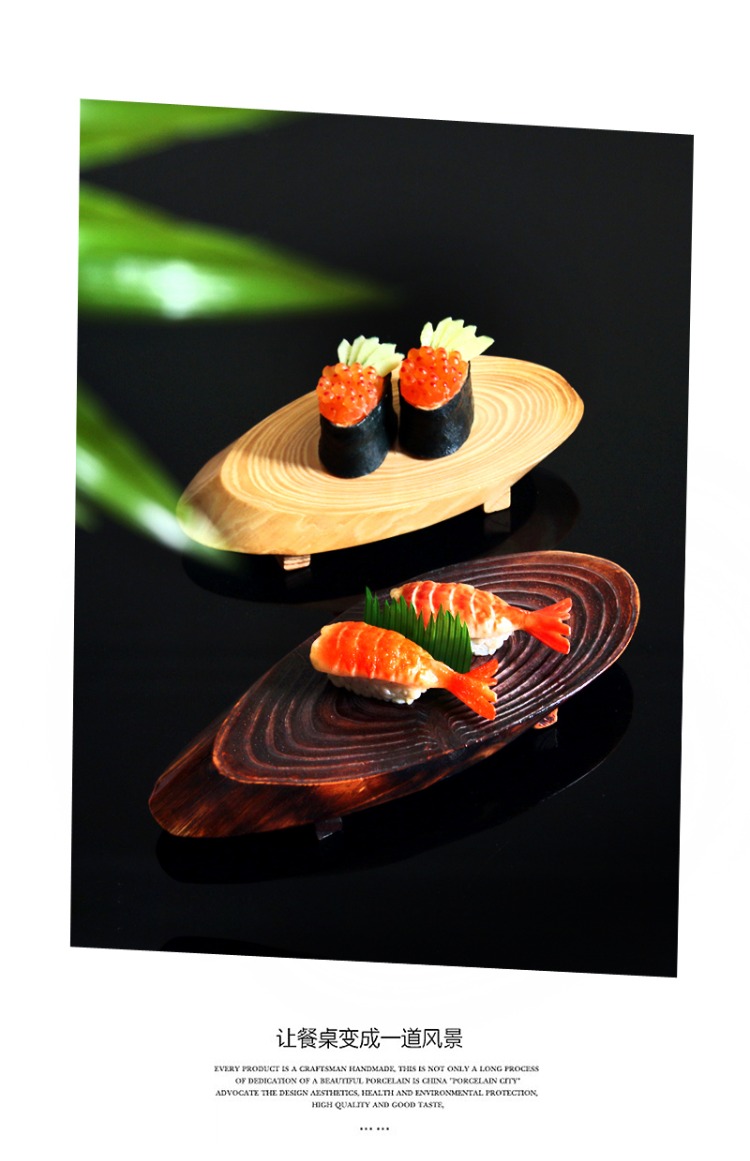 Nhật Bản phong cách rắn đĩa gỗ tấm khay bàn sushi đặt sushi tấm ẩm thực sashimi hàng năm nhẫn Shengtai lẩu bộ đồ ăn - Tấm dụng cụ nhà bếp bằng gỗ