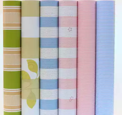 Mediterranean stripe wallpaper pvc self-adhesive wallpaper dormitory decoration bedroom pink blue green refurbished instant stickers
