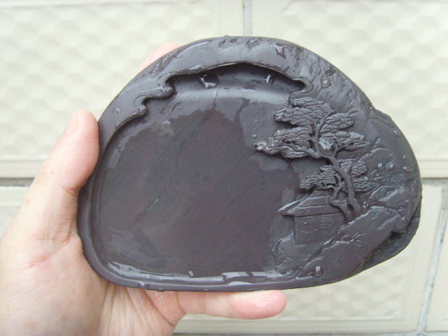 Near Ink Eid Fasting Inkstone Old Hemp Pit Landscape Ink Stone and High-end Brocade Boxes