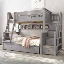 Nordic bunk bed Bunk bed with slide Childrens bed Mother and child high and low bed All solid wood mother bed Boy bunk bed