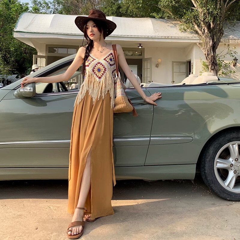 Yunnan and Thailand Travel Outfit, Ethnic Style Camisole, Sanya Vacation, Bohemian Tassel Vest for Women, Summer