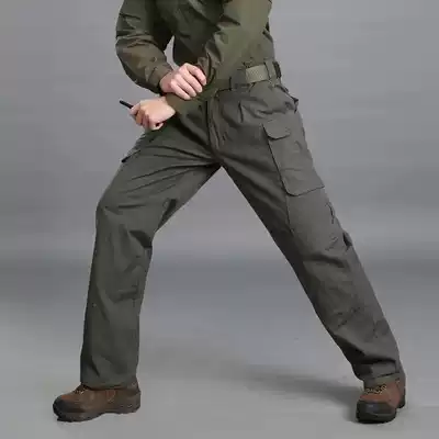 Summer scratch-resistant overalls combat training suit lattice pants waterproof tactical pants military fans multi-bag outdoor hiking pants