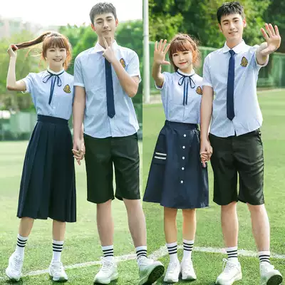 中学生校服套装夏季毕业照服装六年级班服学院风男女生长裙高中生
