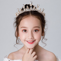 Children's Crown Headdress Princess Girl's Crown Crystal Hairband Golden Frozen Aisha Girl's Birthday Hair Accessories