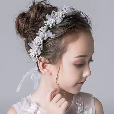 Children's garland headdress Forest milky white headdress beautiful braided bridal hair accessories Korean pearl flower girl accessories