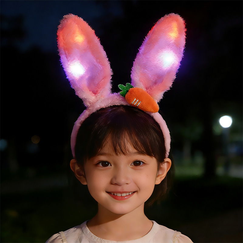 New Luminous Bunny Ears Carrot Headband for Girls, Cute Night Light, Children's Day Bunny Girl Performance Animal Headwear New Luminous Bunny Ears Carrot Headband for Girls, Cute Night Light, Children's Day Bunny Girl Performance Animal Headwear
