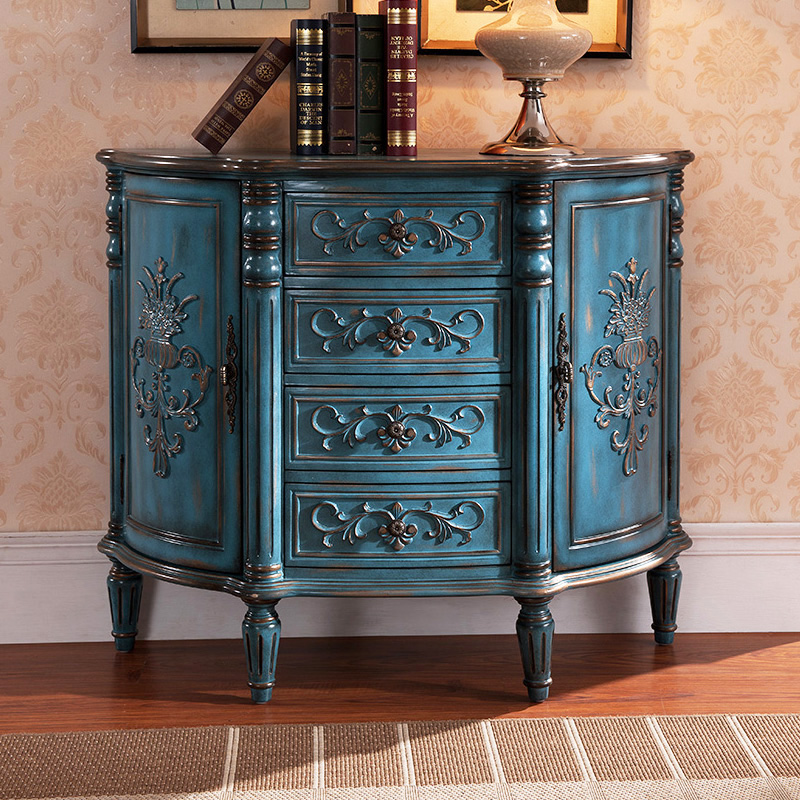 American Xuanguan Cabinet Xuanguan Table Entrance Hallway Door Hall Cabinet Retro To Old Xuanguan Terrace Hand-painted Five Bucket Containing Cabinet