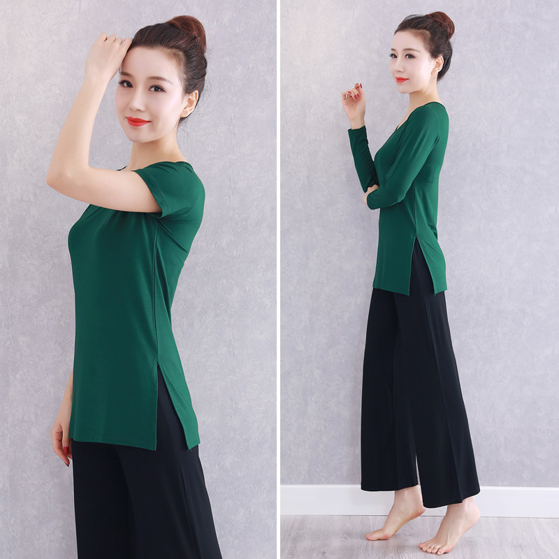 Spring and summer Modal dance suit women's plus size modern dance practice costume art exam dance dress medium long top pants