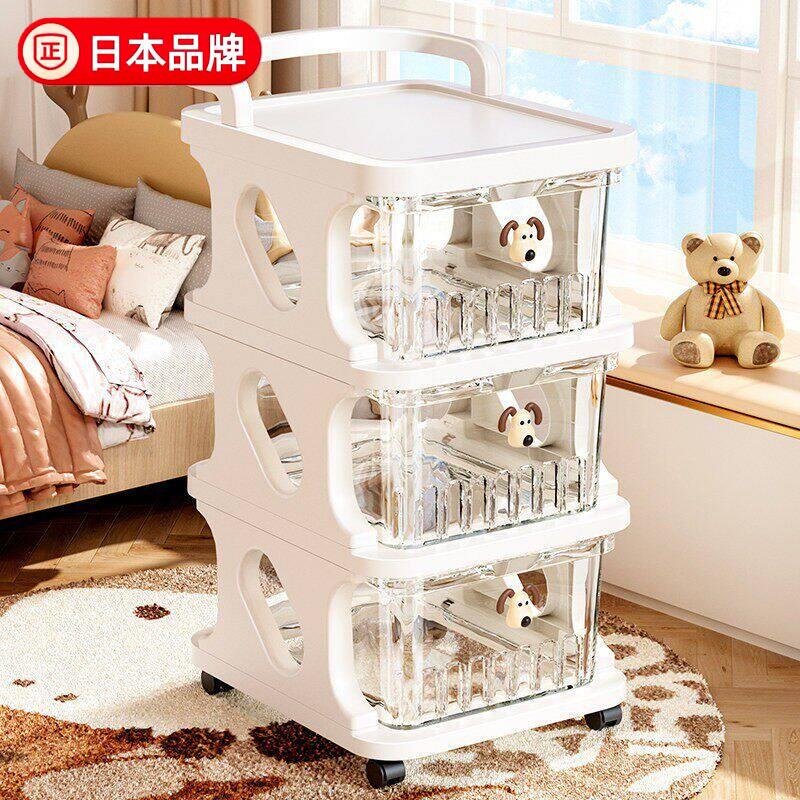 Japanese-Style Small Cart Snack Storage Rack Cabinet, Multi-Layer Movable Storage Box for Baby Toys, High Aesthetic Value for the Living Room Japanese-Style Small Cart Snack Storage Rack Cabinet, Multi-Layer Movable Storage Box for Baby Toys, High Aesthetic Value for the Living Room