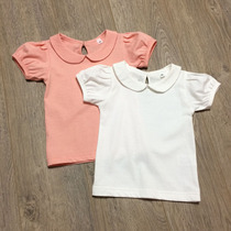 Foreign Trade Export Organic Cotton Pure Cotton Doll Collar Puff Sleeve Short Sleeve T-Shirt
