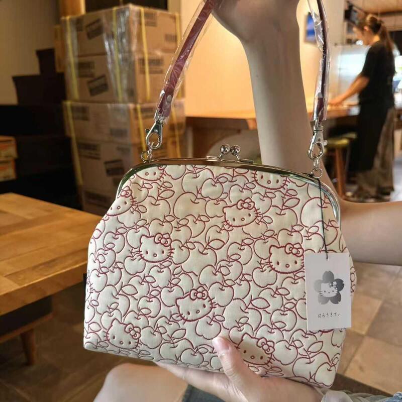 Japan Kyoto Limited Edition Hello Kitty Coin Purse Cute Girly Heart Print Handbag Document Bag