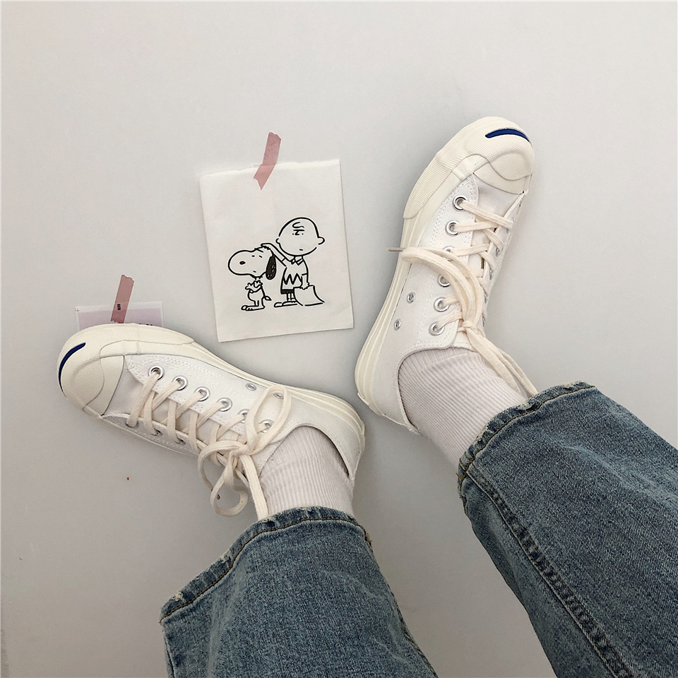 Jiang Zhishu 2021 spring Korean ulzzang small white shoes ins open smile Harajuku all-match canvas shoes women