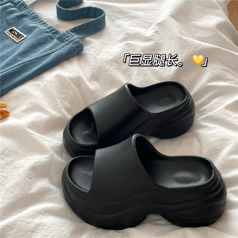 Granular Massage Sole~! 8cm Thick-Soled Height-Increasing Flip-Flops for Women, Suitable for Outdoor Wear in Summer, Non-Slip Beach Sandals
