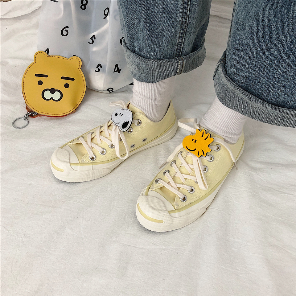 Jiang Zhishu 2022 Spring New Egg Yellow Smile Casual All-match Canvas Shoes Strange Smell Girls Shoes Women