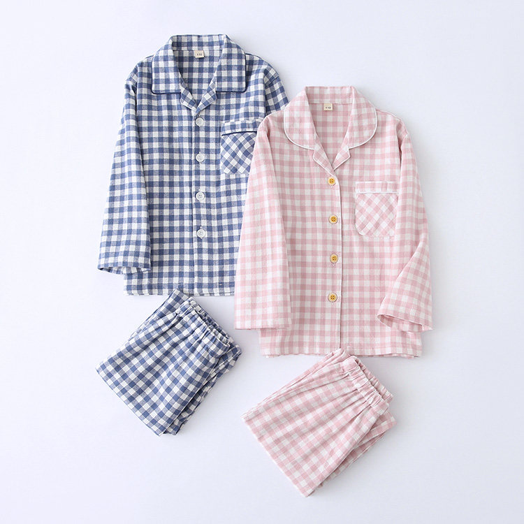 Spring and autumn family pajamas pure cotton - wool long trousers suit for boys and girls' home suit