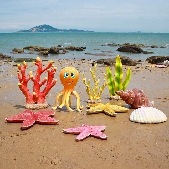 Marine-Themed Biological Decoration Fiberglass Artificial Dolphin Sculpture Outdoor Octopus Coral Conch Large Ornament