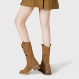 Martens, джинсовые летние сапоги, ботинки на платформе, 2025 года, по фигуре, средней длины