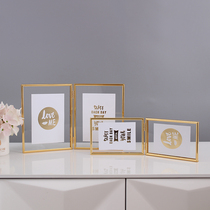 Nordic two-sided double-sided transparent glass folding folding folding table photo frame 5 inch 6 inch 7 inch 8 inch photo frame horizontal version