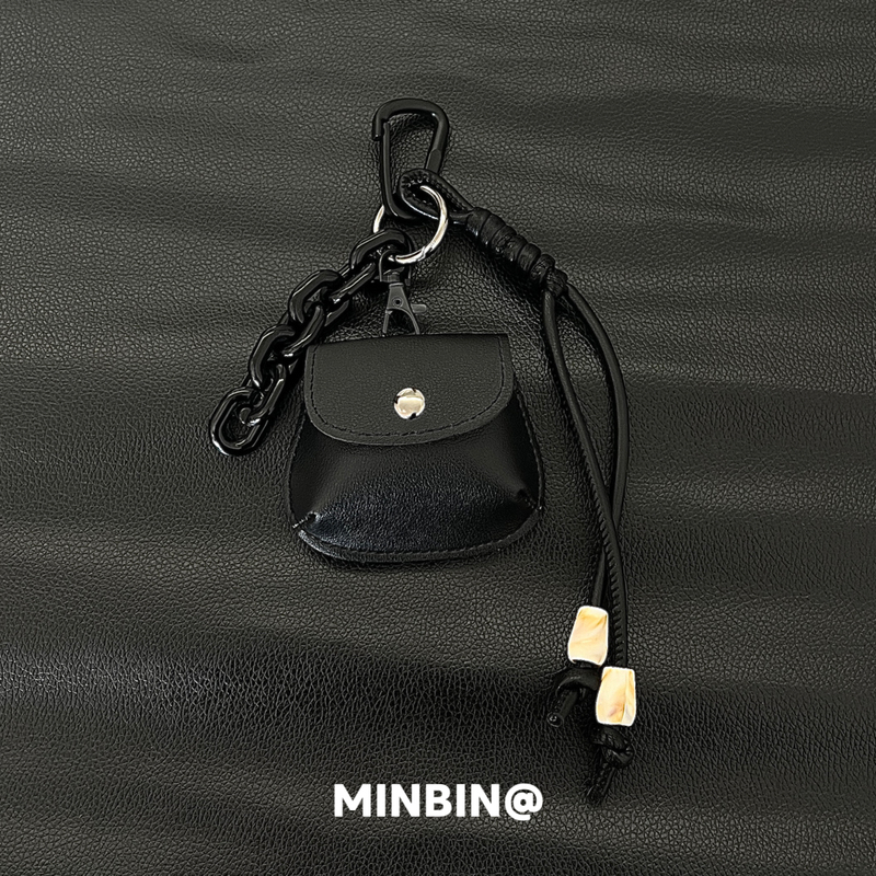 Black Mini Bag Pendant Portable Earphone Case Pants Waist Accessory Car Keychain Decoration Trendy
