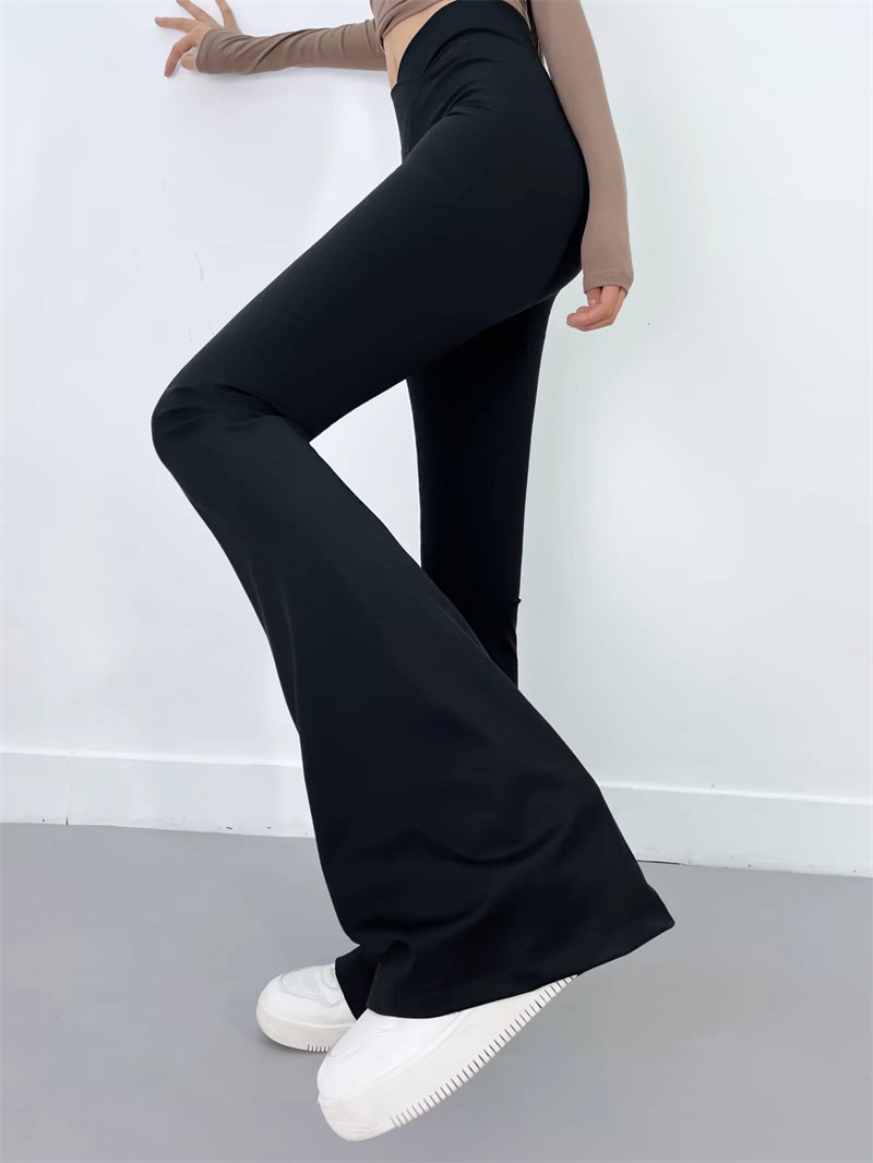 欧美范v字高腰微喇休闲裤女春秋辣妹紧身性感喇叭裤瑜伽拖地长裤详情6