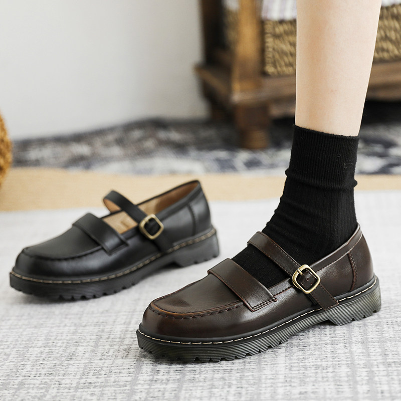 Small leather shoes female British style Japanese jk uniform shoes spring and autumn women summer flat student with skirt soft leather Mary Jane shoes