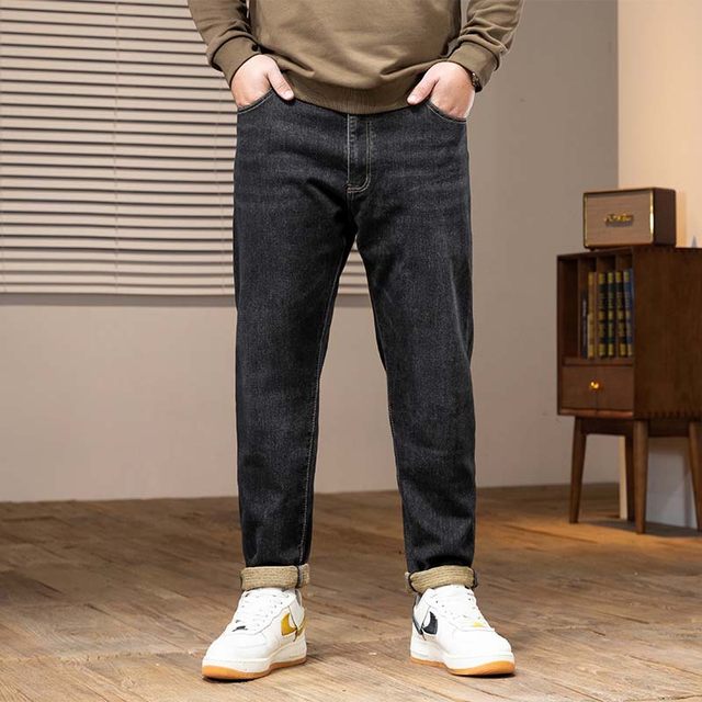 Fat Planet Plus Size Men's Spring and Winter New Jeans Loose Plus Size Versatile Stretch Casual Small Foot Pants