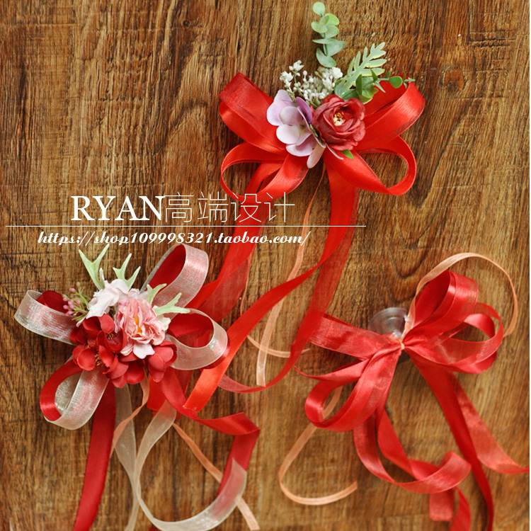 Wedding Car Flower Rear Mirror Flowers Replica Car Door Flower Door Flower stairs Decorative Flowers Emulation Bodywork Flower Wedding Banquet Wedding Celebration