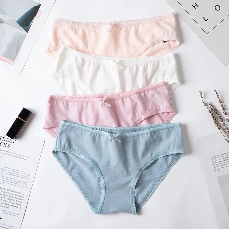 5 túi cotton đơn giản Đồ lót nữ tươi mát thoáng khí eo thấp XL tóm tắt cotton màu quần lót nữ sinh