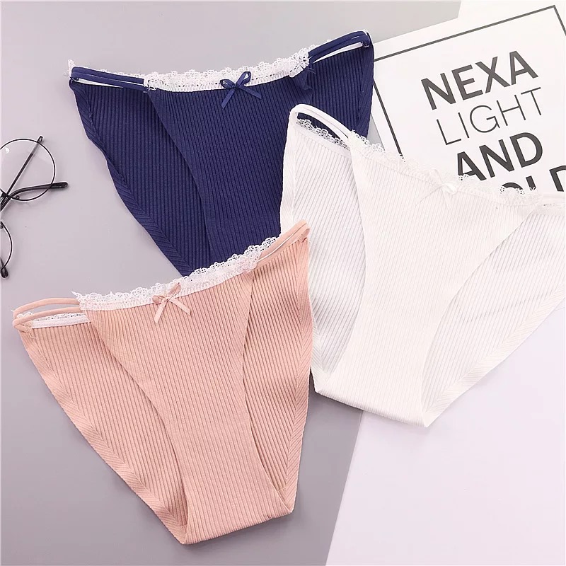 5 món đồ lót gợi cảm màu rắn cô gái ren mỏng đai cotton sợi cao khe thấp eo nữ tóm tắt đồ lot