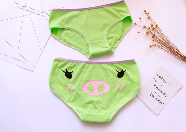5 phim hoạt hình biểu hiện dễ thương đồ lót cô gái bông thấp eo tóm tắt kẹo màu breathable mềm đơn giản quần xì áo vú