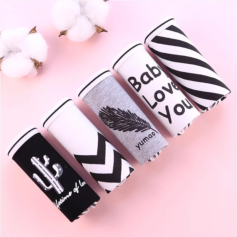 5 in gió đơn giản cotton in thư tóm tắt eo thấp quần short tam giác cô gái bông gợi cảm quan lot nu