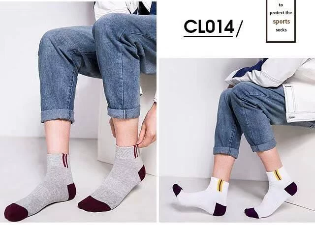 [5/10 đôi] vớ nam ống thu đông vớ nam khử mùi thoáng khí vớ thể thao màu rắn kinh doanh vớ bốn mùa - Vớ thể thao