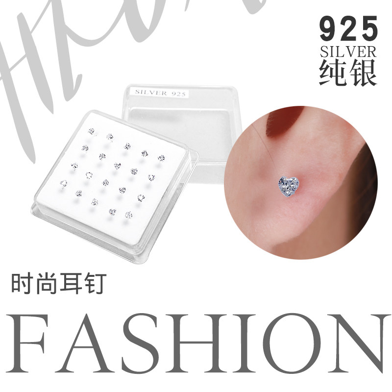925 sterling silver ear pins with diamond ear bone jewelry mini jewelry love pentagram bow style integration of 10 pairs