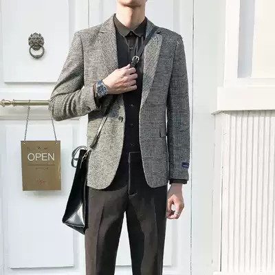 Men's casual suit British style sub-single Western spring and autumn coat Korean version slim woolen suit formal jacket